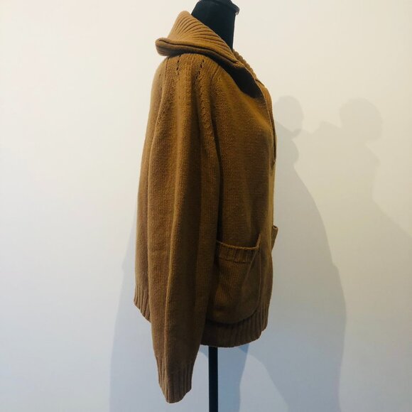 Celine Paris Open Collar Cotton Sweater in Camel Size S - Picture 5 of 15